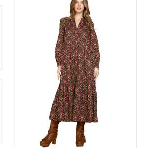 Olivia James Rosie Moroccan 100% cotton belted shirt dress with pockets- NWT-Med